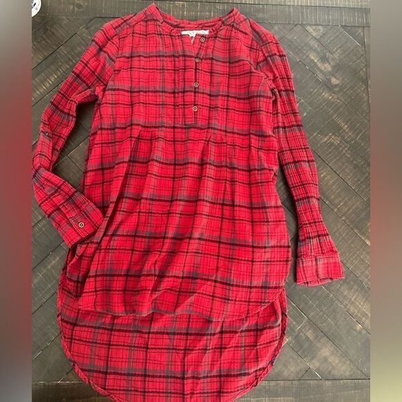 Holding Horses Anthropologie Red & Black Long Sleeve Tunic Top Size Small - Picture 2 of 5